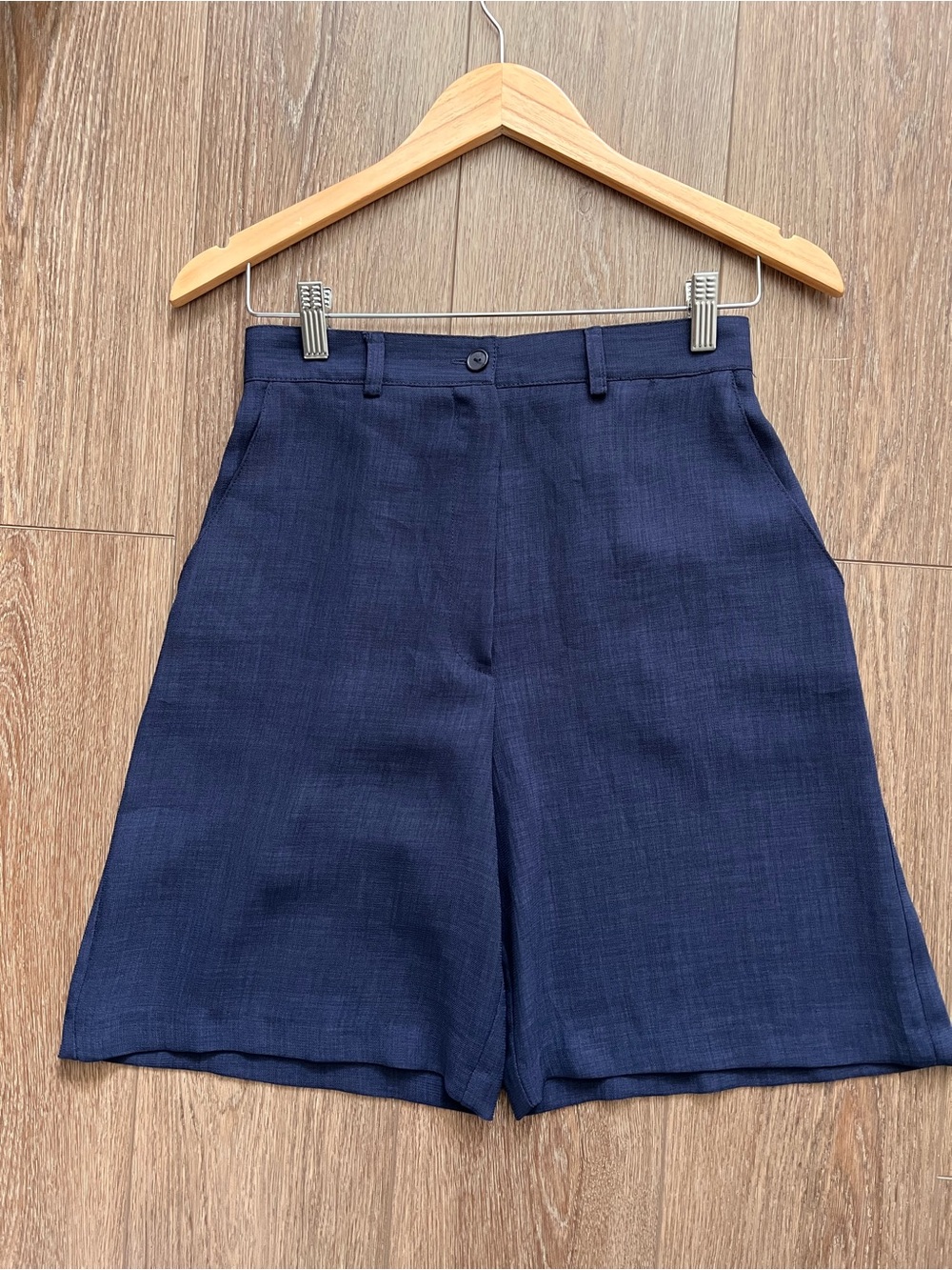 Vintage Navy High-Waist Tailored Shorts